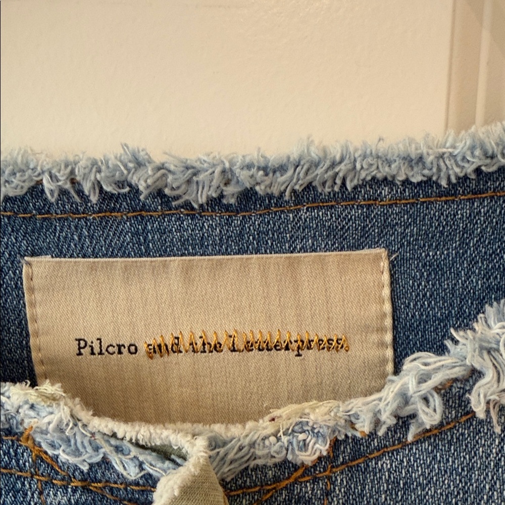 Pilcro Denim Jacket with Olive Ruffle - Picture 2 of 7